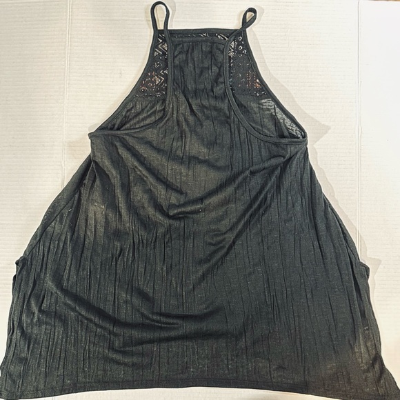 Almost Famous Black Halter Tank Top With Stitched Chest Area Tunic Medium NWT - Picture 7 of 7